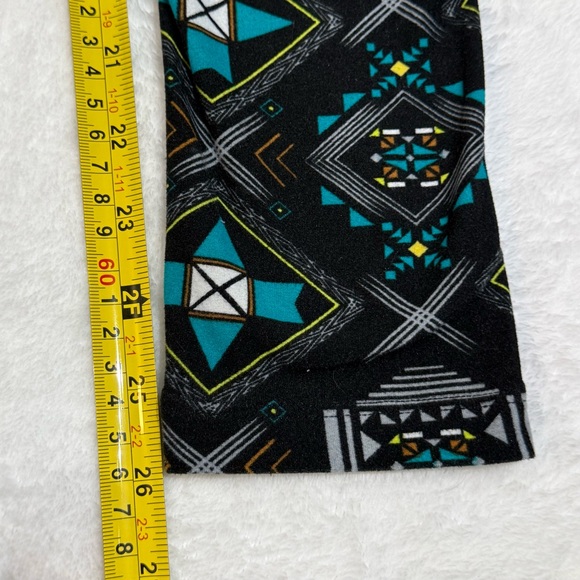 Lularoe Leggings OS Black Gray Teal White Aztec Tribal Southwest VTG 2016 Rare - Picture 6 of 7
